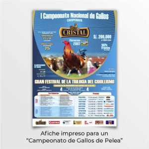 afiche impreso para un campeonato de gallos